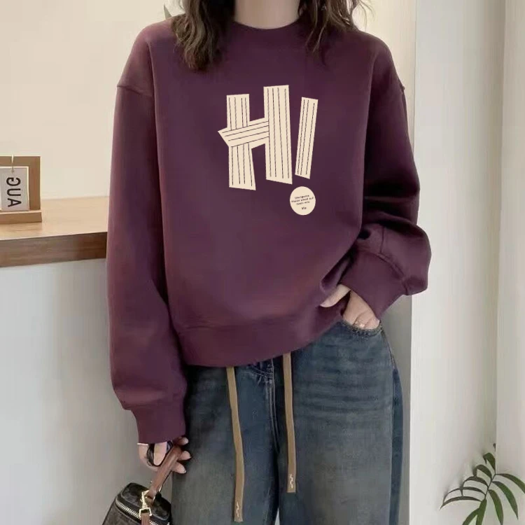 华棉卫衣女士春秋冬季新款韩版小个子圆领短款上衣时尚长袖女装潮