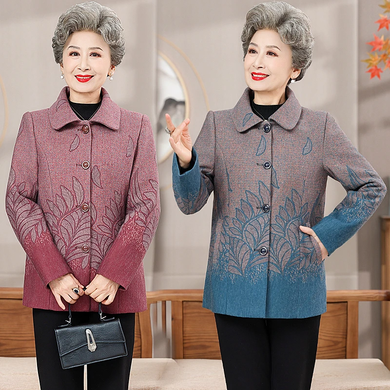 中老年春秋装妈妈装外套老年人上衣老太太衣服奶奶装秋装老人夹克