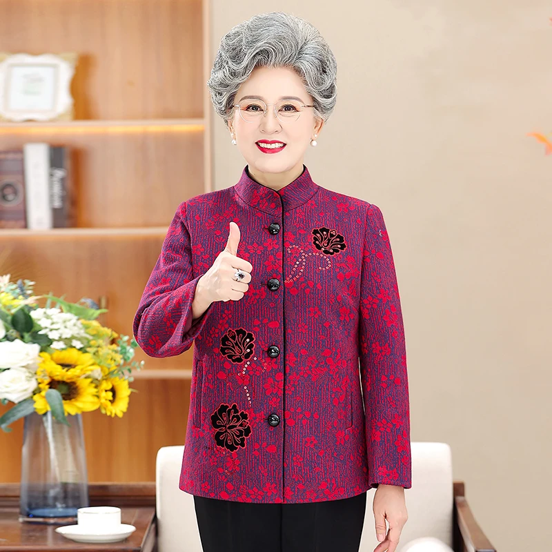 中老年妈妈装春秋款外套老人秋装上衣老太太洋气衣服唐装奶奶装