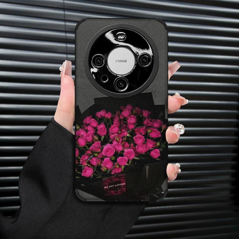 高级ins复古皮质满束玫瑰适用华为MATE60PRO/60PRO+手机壳防摔