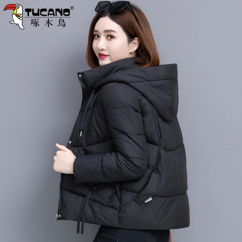 啄木鸟短款加厚棉服女冬季2024年新款时尚棉衣加绒小棉袄休闲外套