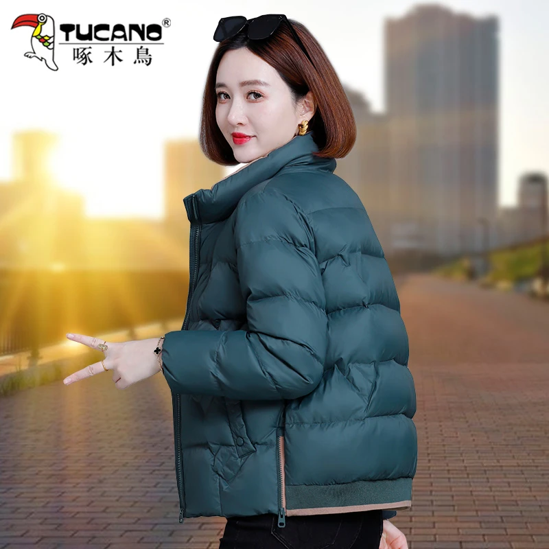啄木鸟时尚棉服女冬季2025新款中年妈妈款洋气小棉袄加厚保暖外套