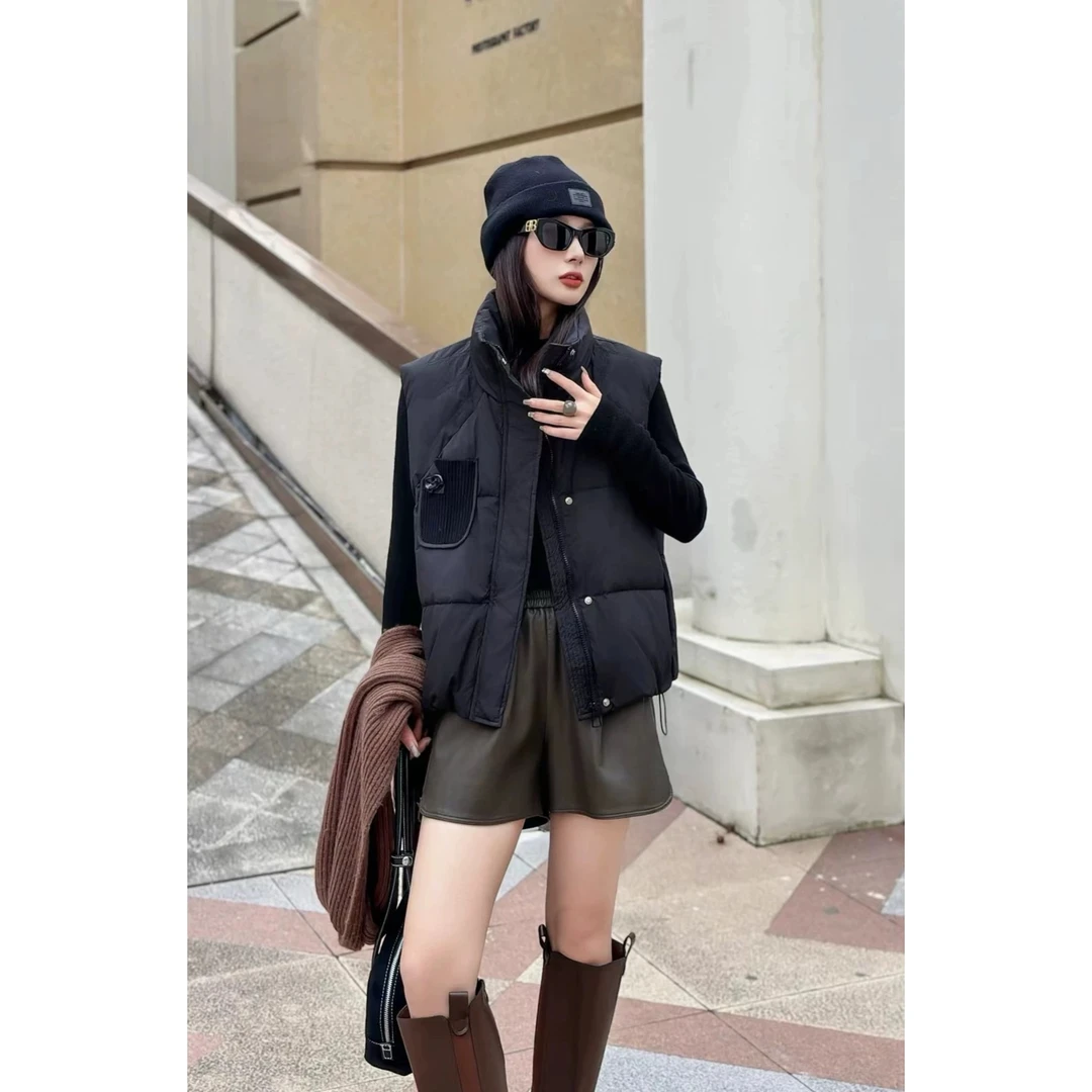 D359-黑色-设计师款-短款羽绒服白鸭绒休闲时尚百搭