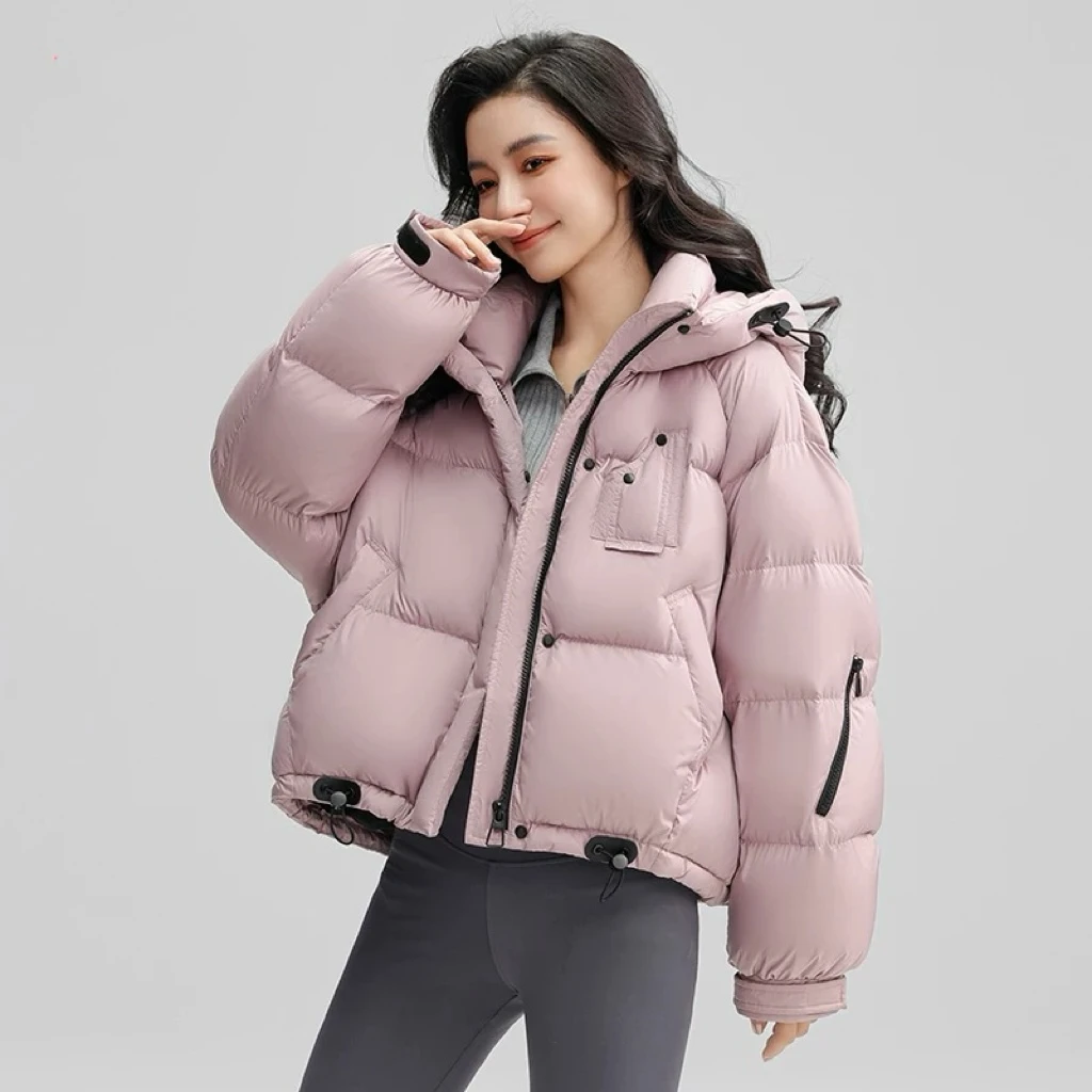 D370-粉色-设计师款-短款羽绒服白鸭绒休闲时尚百搭