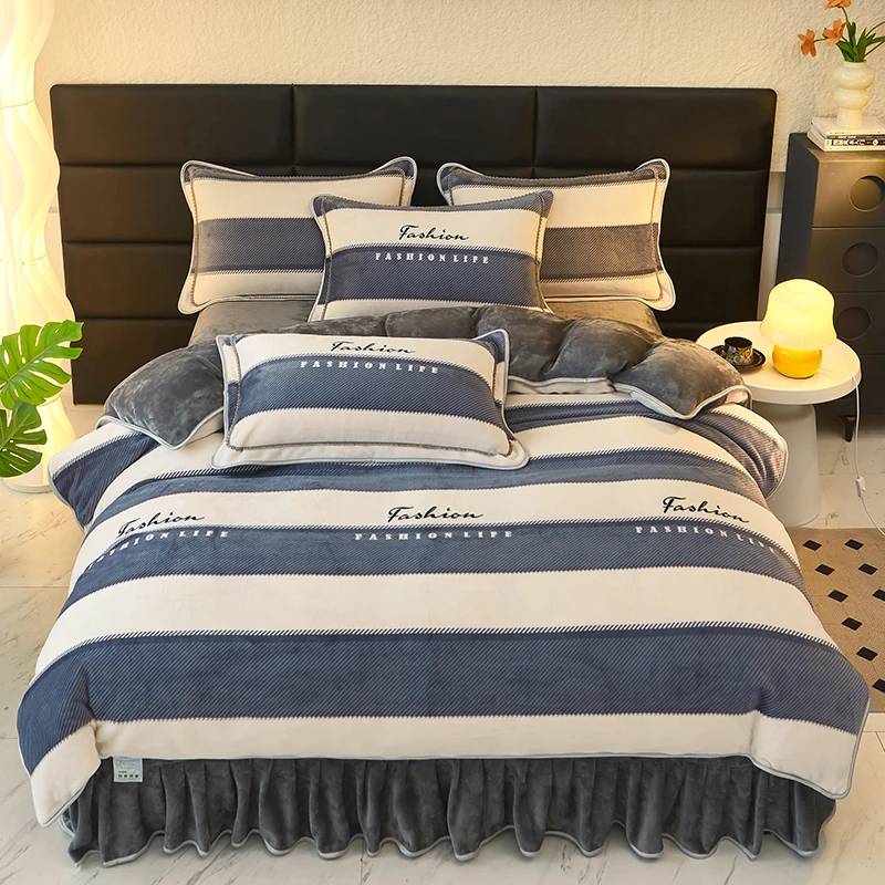 【工厂直销】加厚双面加绒保暖亲肤牛奶绒四件套柔软细腻被套