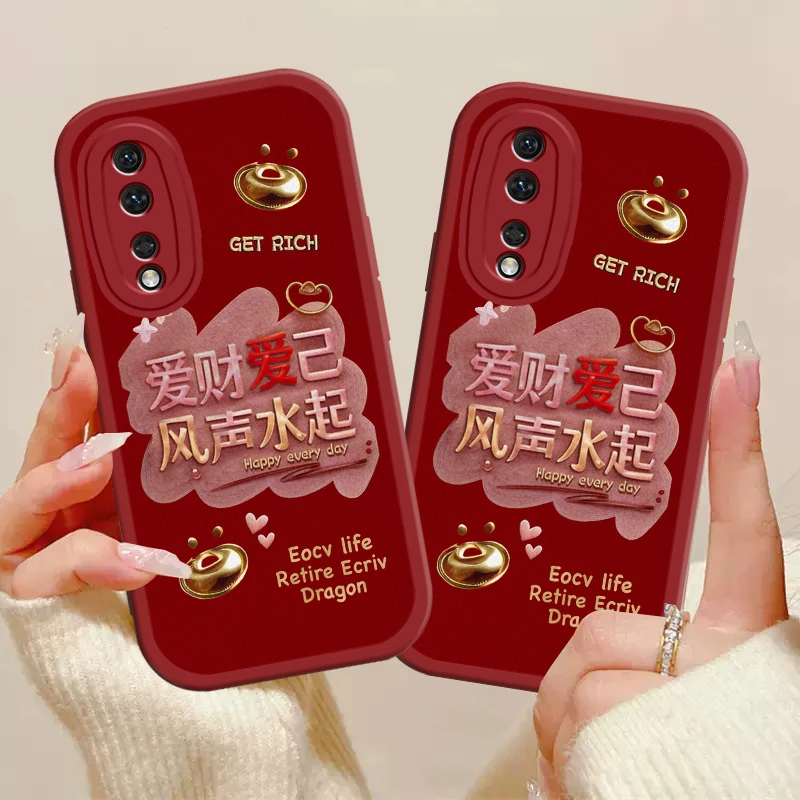 适用于【荣耀80】爱财爱己大眼睛贴皮全包防摔保护手机壳