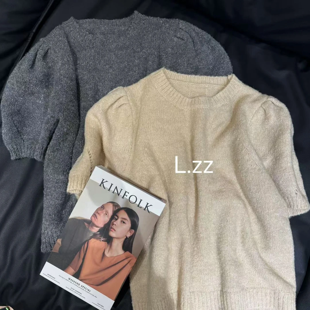 【LZZ】24冬欧式甜心泡泡袖百搭针织上衣