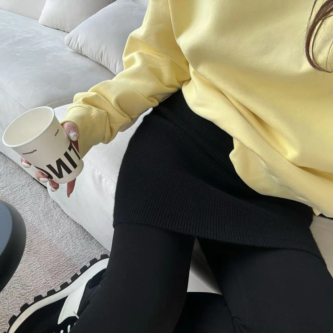 『LZZ』2024冬季时尚百搭简约高级高腰弹力针织打底裙