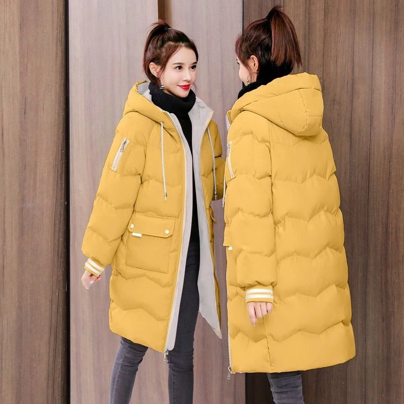 时尚反季冬季羽绒服女冬装年韩版宽松棉衣女中长款加厚棉袄