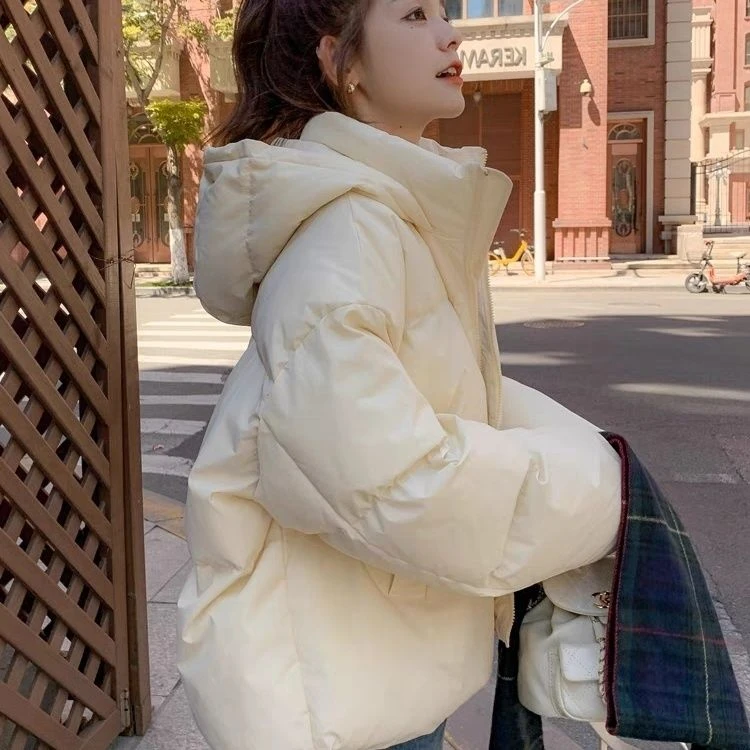 时尚2023羽绒服女慵懒风ins短款学生韩版连帽宽松加厚保暖棉袄