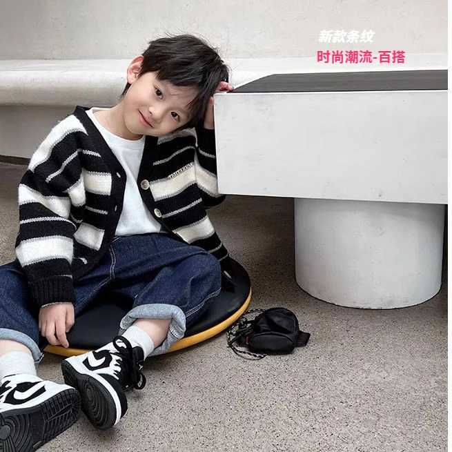 儿童毛衣2023新款小童洋气童装潮针织开衫春装百搭男女童宝宝外套