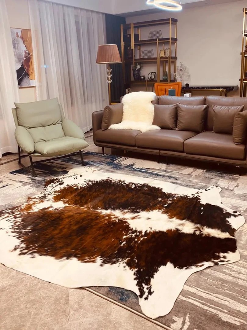 巴西进口牛皮地毯整张客厅轻奢高级北欧家居牛毛地毯天然奶牛毛