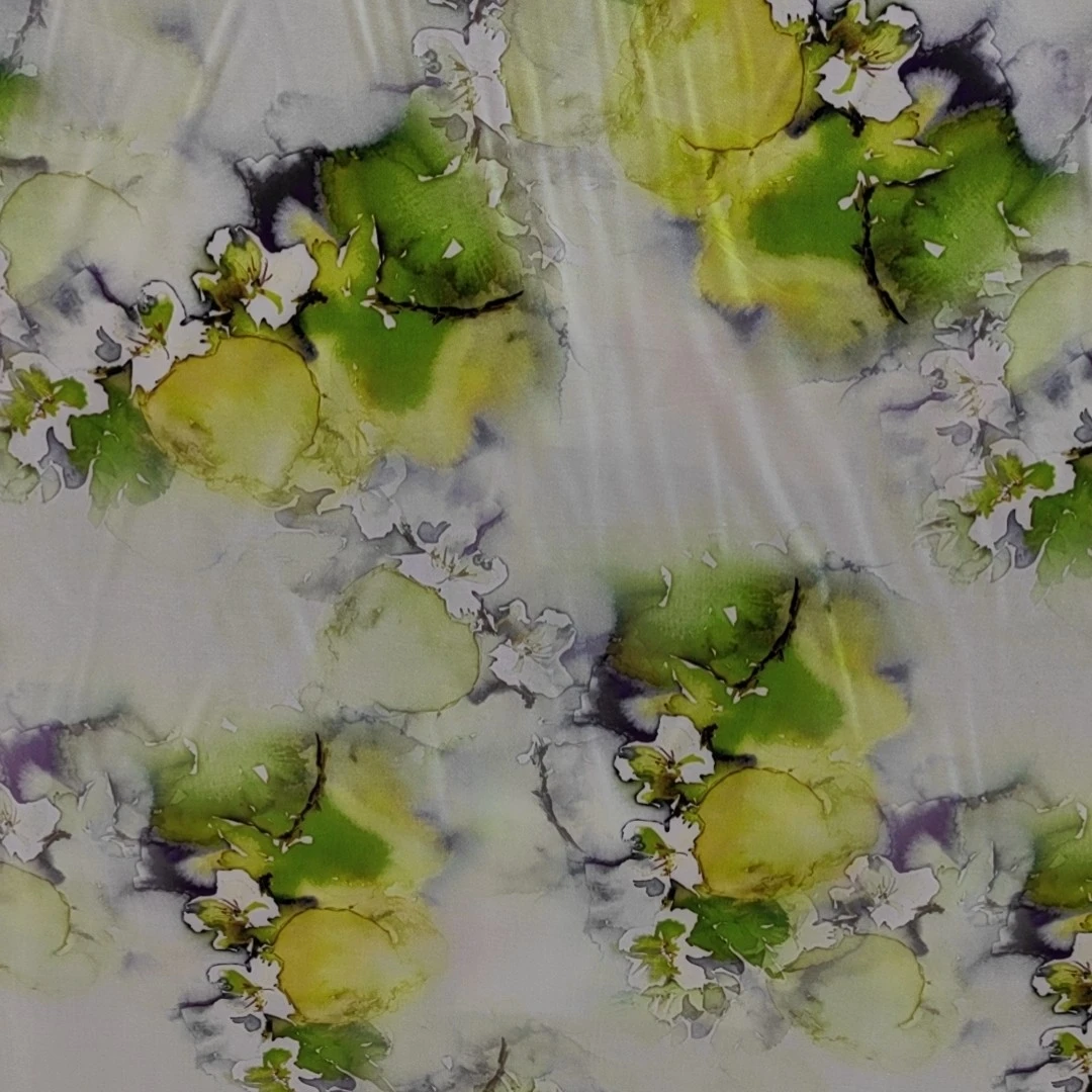 香云绸缎时尚数码直喷印花面料 缎面布枓 垂感揉软  冰凉丝滑