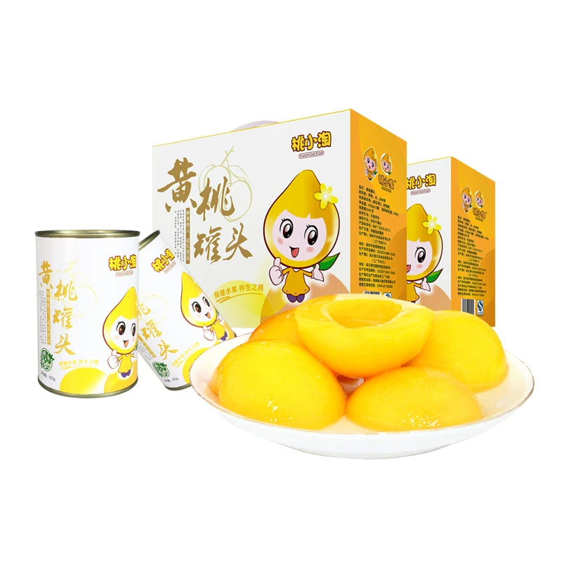 桃小淘新鲜黄桃罐头425g*8罐整箱礼盒装 水果罐头 开罐即食 包邮