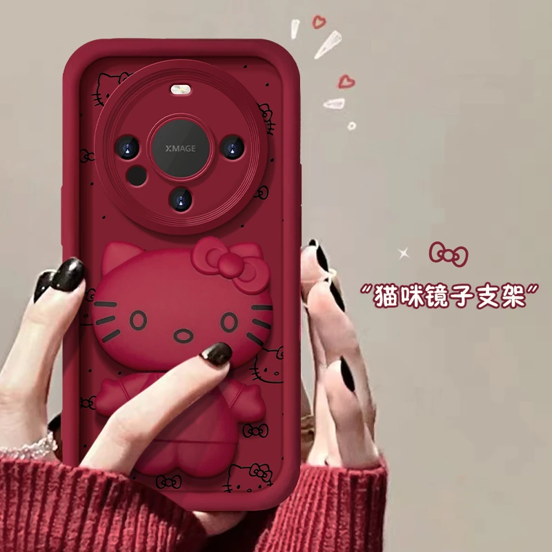 华为mate60/60pro/60pro+猫咪支架天眼阶梯女新款手机壳卡通磨砂