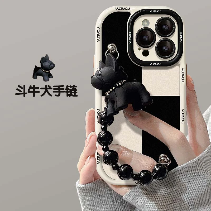 斗牛犬手链苹果华为vivo女oppo小米iPhone14promax个性创意手机壳