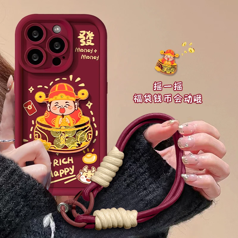 财神公仔天眼阶梯苹果华为vivo女oppo小米iPhone15pro手机壳创意