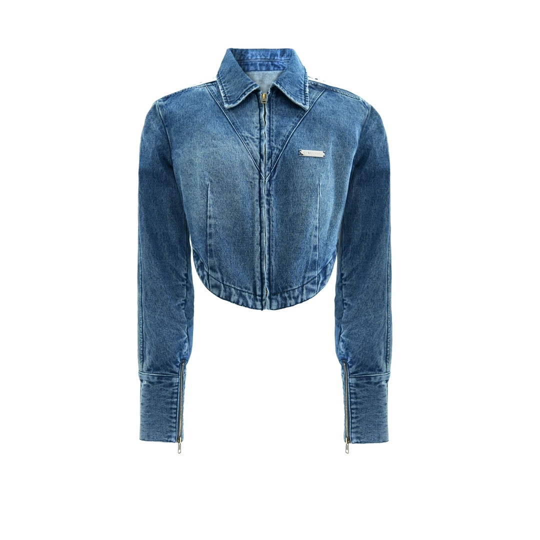 CHICCO MAO【官方正品】LOGO条纹拼接牛仔衣C232-1718-84