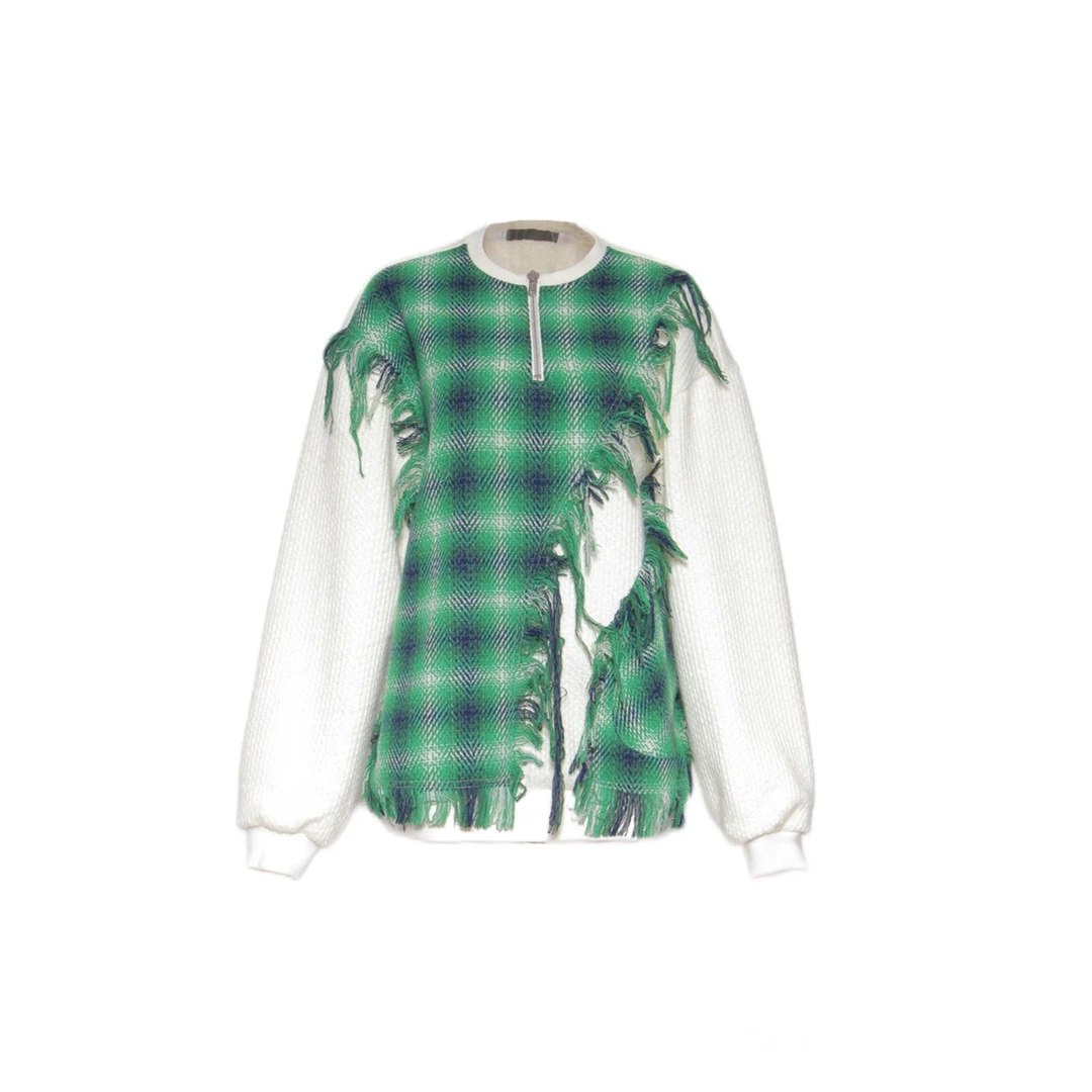 CHICCO MAO绿格拼接拉毛针织卫衣C232-1582-6