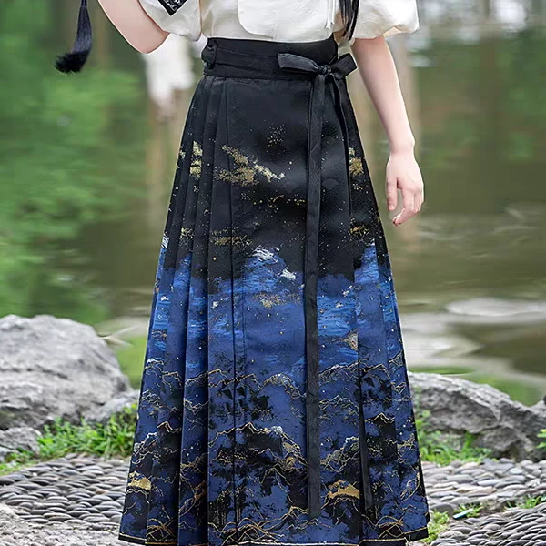 【星空】亲子装马面裙汉服织金秋冬儿童成人国风民族风提花