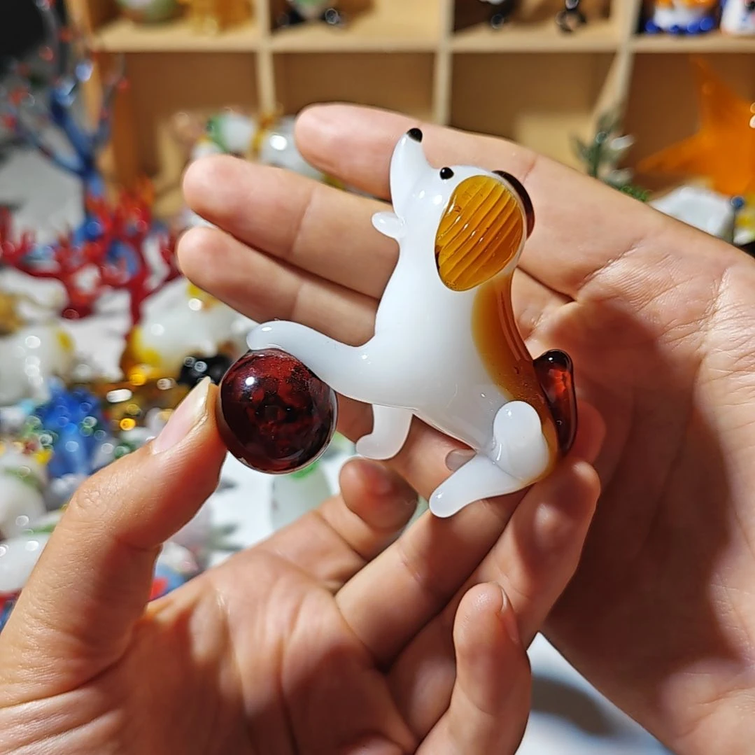 琉璃手工艺品拍球狗