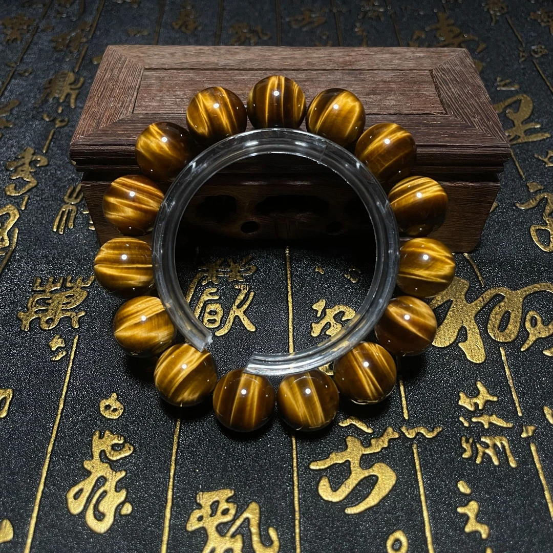 天然正品黄虎眼石虎睛石手串手链木变石小众情侣男款饰品玉石手串