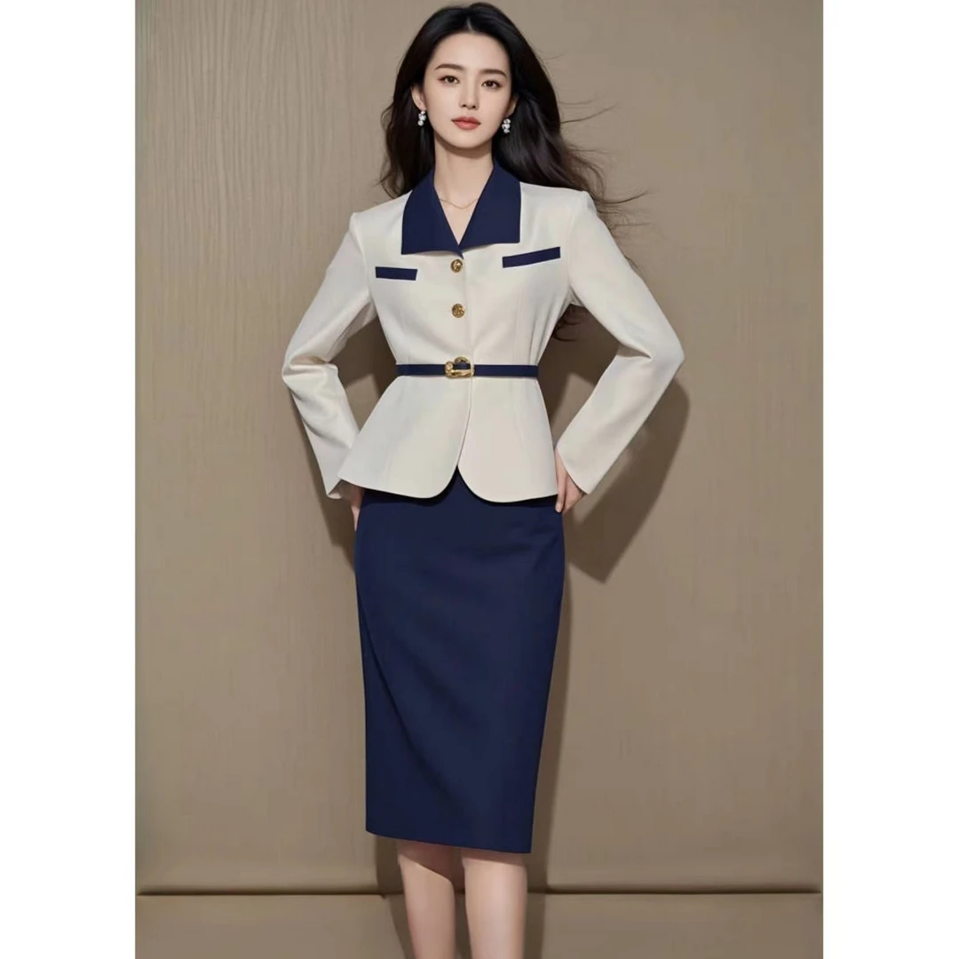 高级感修身西装套装女2024秋小香风外套职业正装套裙气质包臀裙