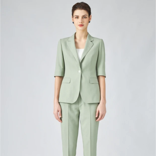 【高奢高定】高端定制设计师款气质职业时尚短袖西装套装  M707-1