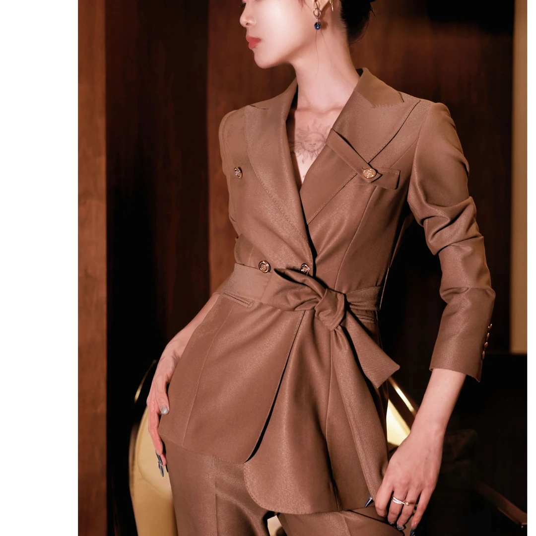 【高奢高定】高端定制设计师款气质不对称高定女士西服套装M614-1