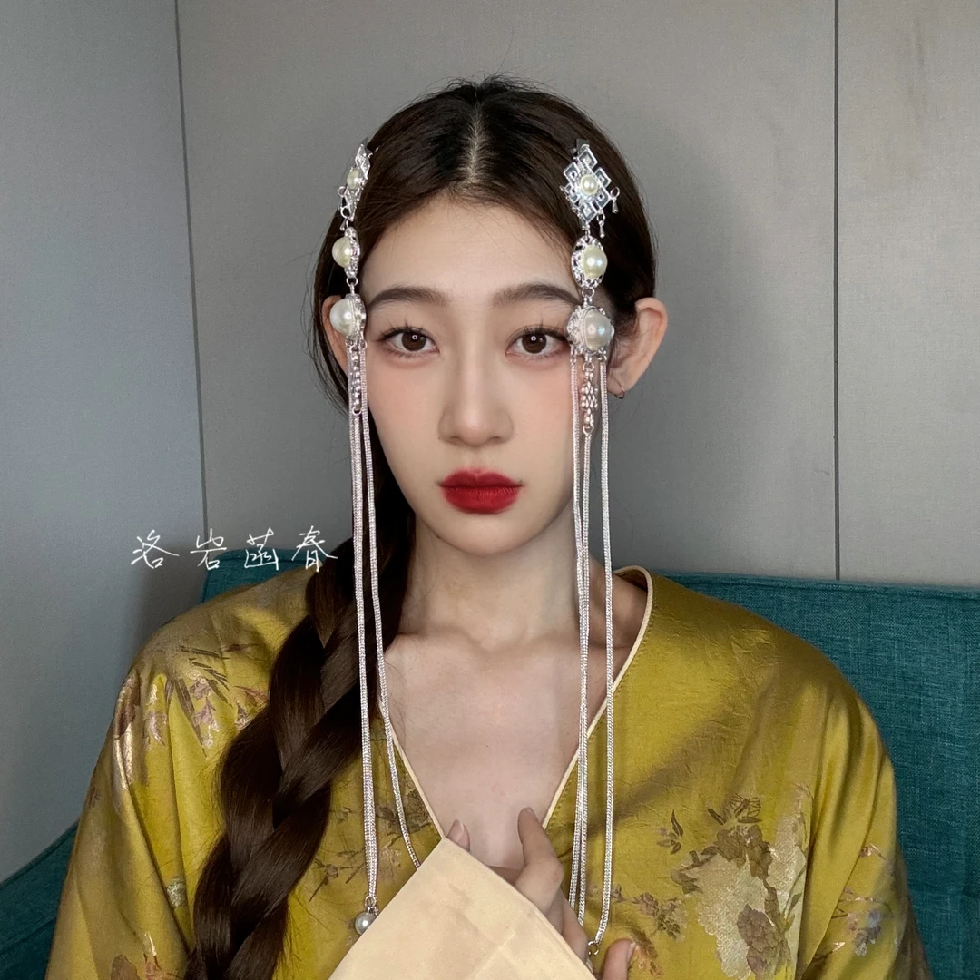 洛岩菡春新款凤凰珍系列白色头饰气质发夹发饰手工