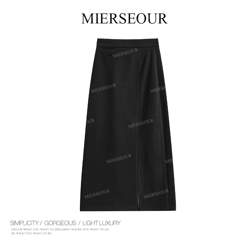 MIERSEOUR【都市氛围】新款简约显瘦半裙开衩半身裙3685119
