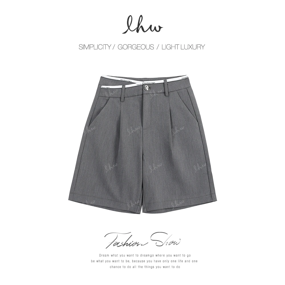 夏季新简约设计高腰中裤短裤1811301