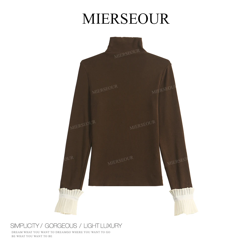 MIERSEOUR【气质云朵衣】秋冬新款半高领喇叭袖T恤上衣1862983