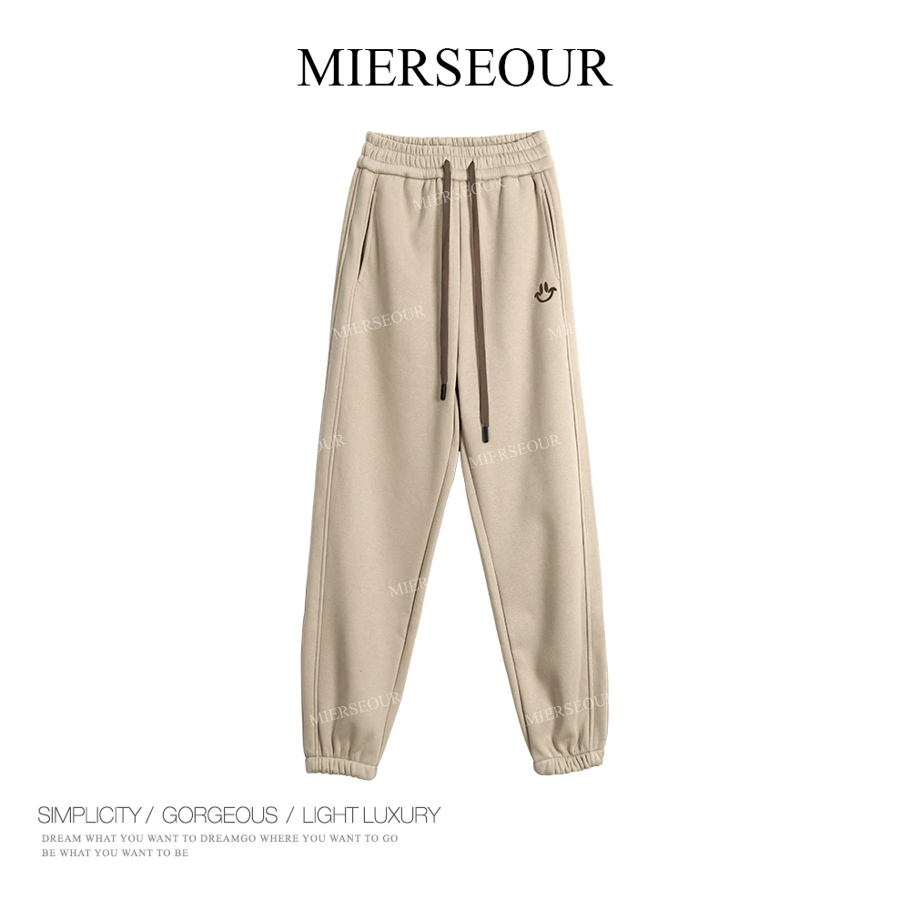 【保暖小心机】冬季新款时尚松紧腰加绒休闲卫裤2395