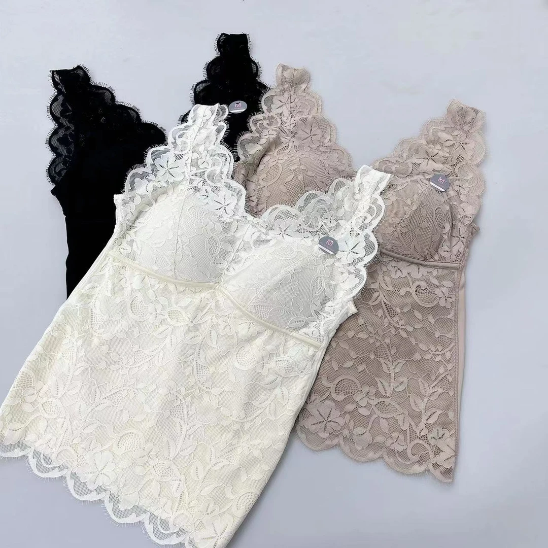 【冬日守护】冬季法式加厚一体杯亲肤蕾丝内搭背心2881