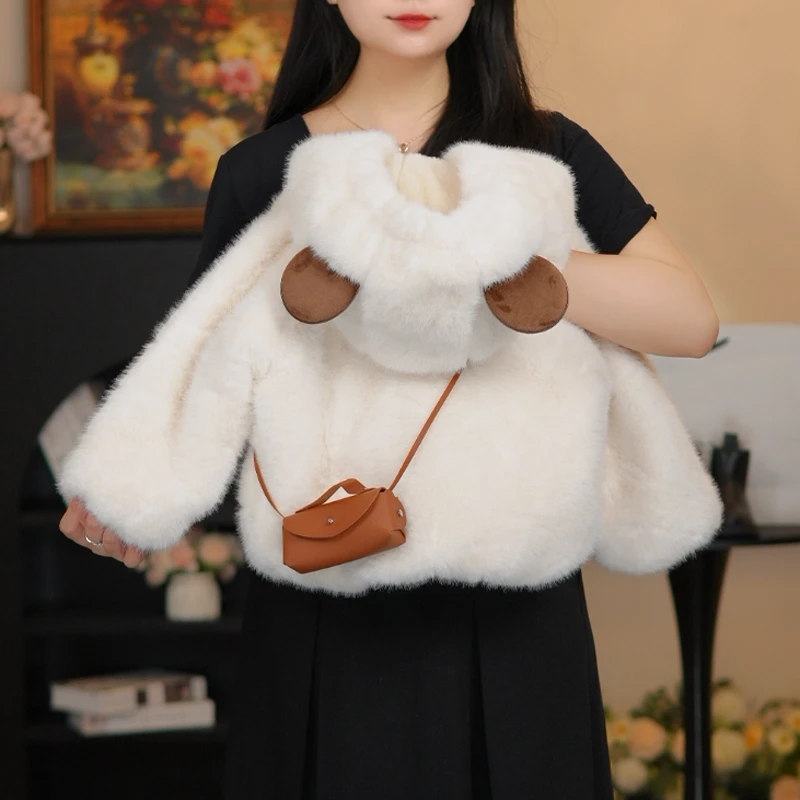 【M小白熊1】男女宝可爱卡通毛毛衣冬款儿童加厚加绒保暖毛茸茸外套