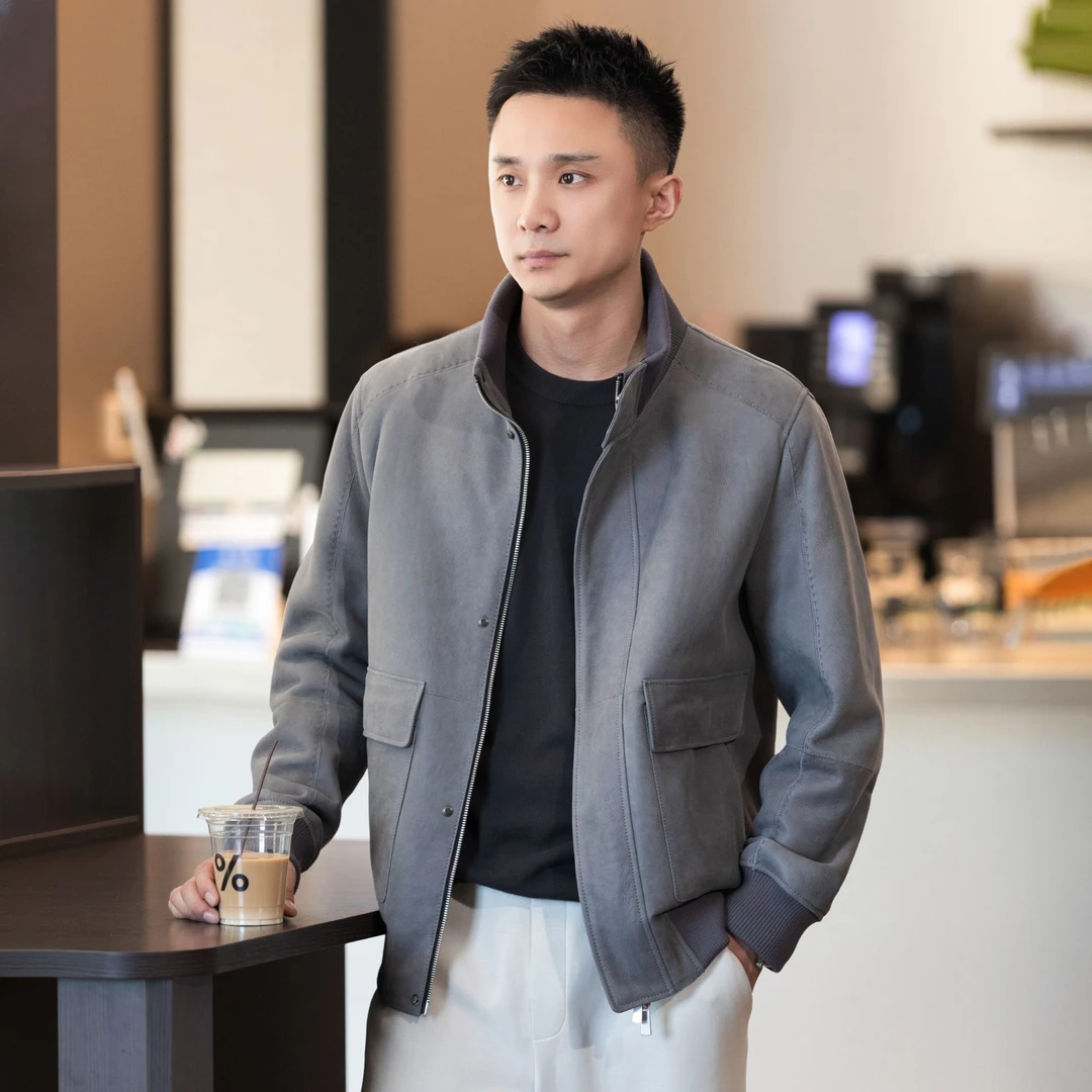 【圣韦雅】Lacon拉贡皮毛一体男款休闲皮衣皮草外套灰色冬季M59188