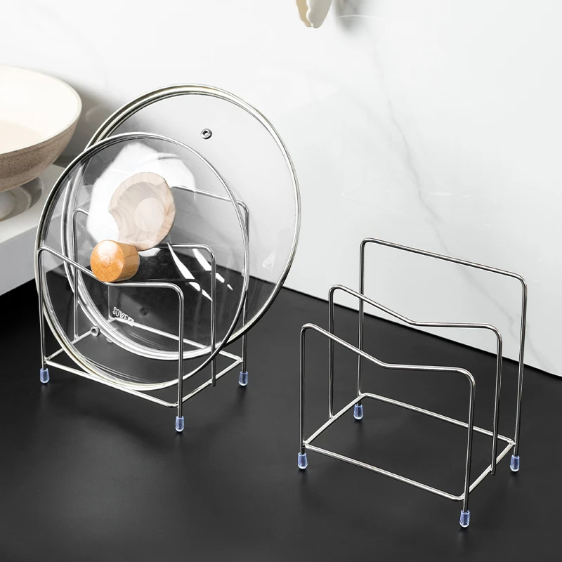 圣西陶锅盖架不锈钢台面砧板菜板收纳架立式免打孔家用厨房置物架