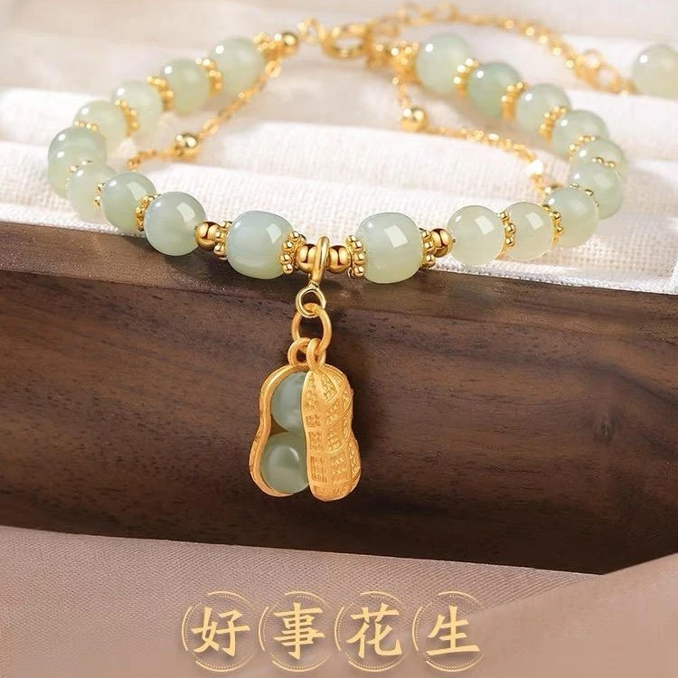 钛钢手链 不掉色好事花生手串国风百搭双层轻奢ins手链送女友礼物