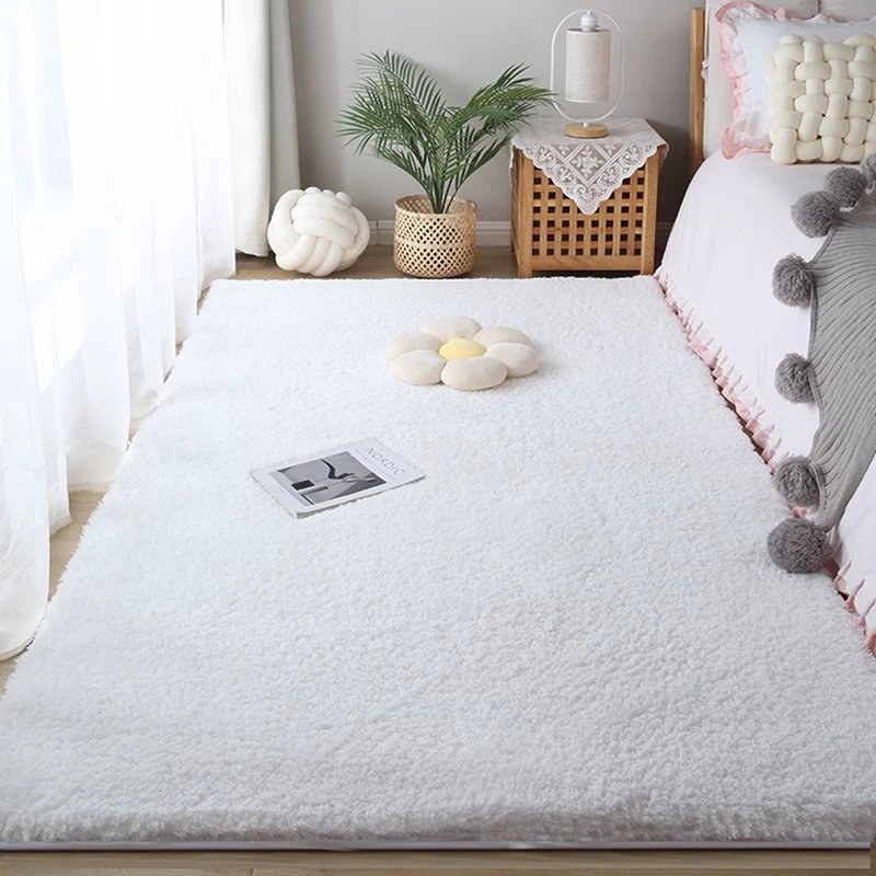 加厚毛绒床边地毯卧室冬天少女网红房间布置家用主卧床前毛毯地垫