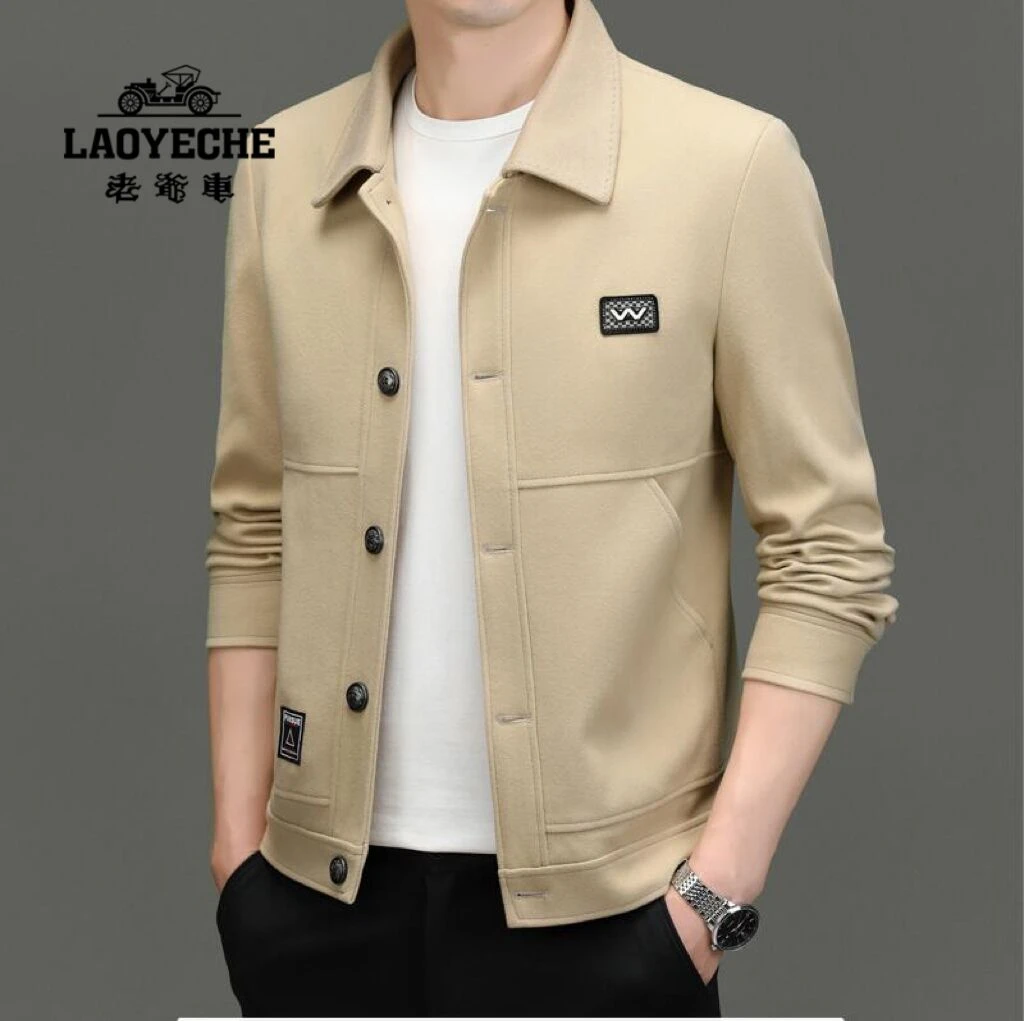 老爷车男士春秋季直筒翻领潮流薄款男冬季中防寒时尚百搭韩版休闲
