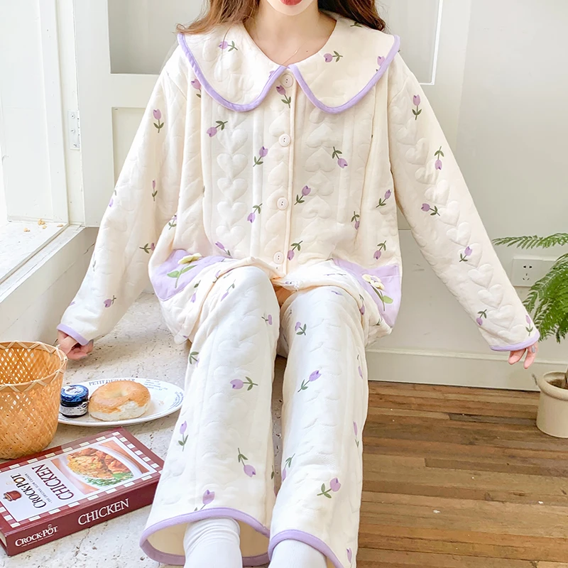 婧麒月子服春秋冬季9-12月产后哺乳喂奶睡衣两件套怀孕家居服套装