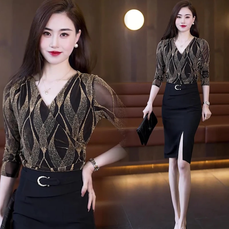 网纱打底衫长袖内搭秋季新款时髦洋气时尚小衫高级感气质显瘦上衣