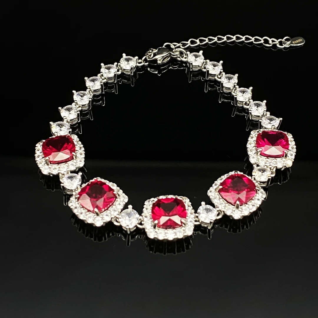 Afra-缅甸抹谷红宝石-精工镶嵌培育手链 095