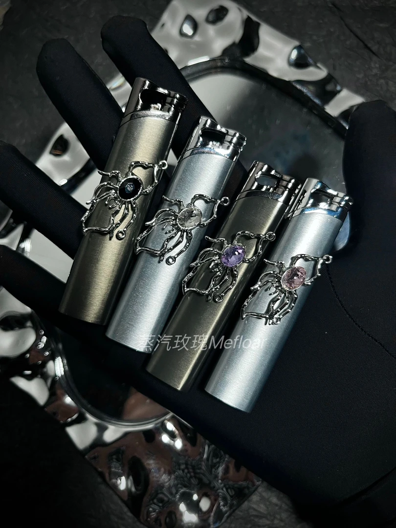 【蒸汽玫瑰】“蜘蛛”原创手作打火机防风粉火焰可充气男生礼物