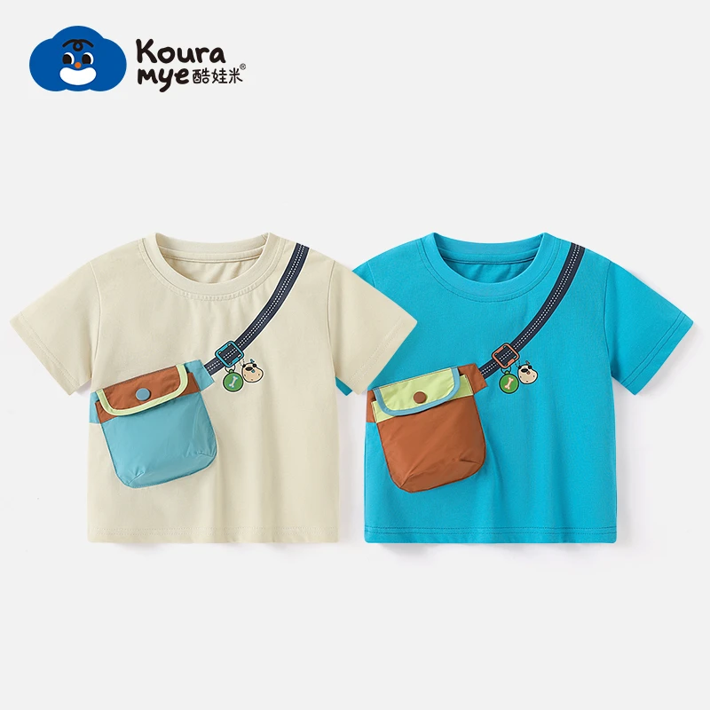 2024夏季新款儿童短袖中小男女童宝宝立体卡通背包T恤20507