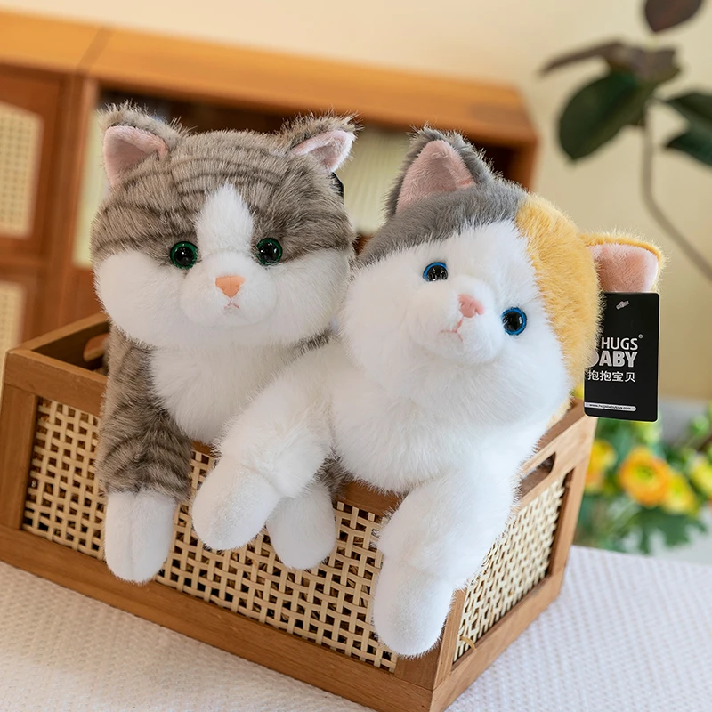 可爱仿真陪睡小猫咪布娃娃抱枕趴趴猫玩偶毛绒玩具公仔沙发床摆件