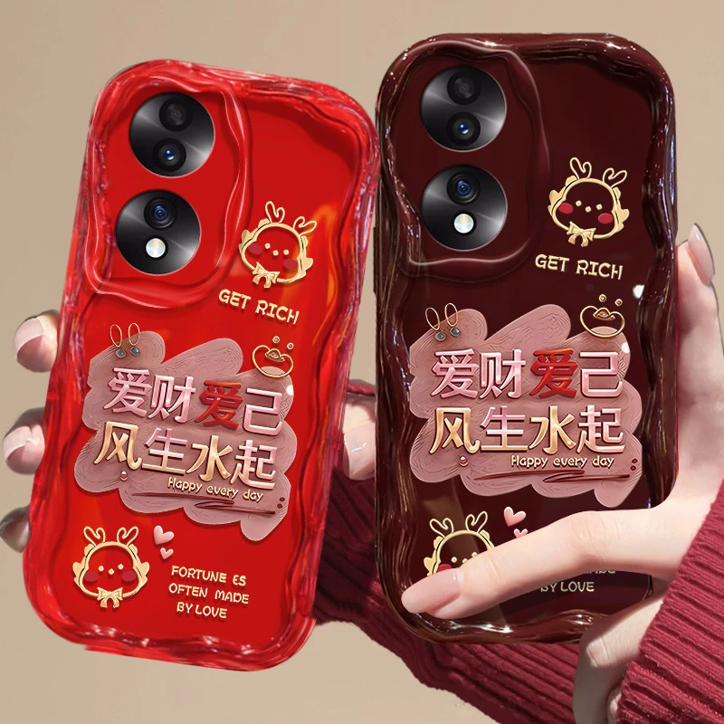 爱财爱己荣耀70手机壳FNE-AN00防摔可爱时尚全包女男潮流硅胶软潮