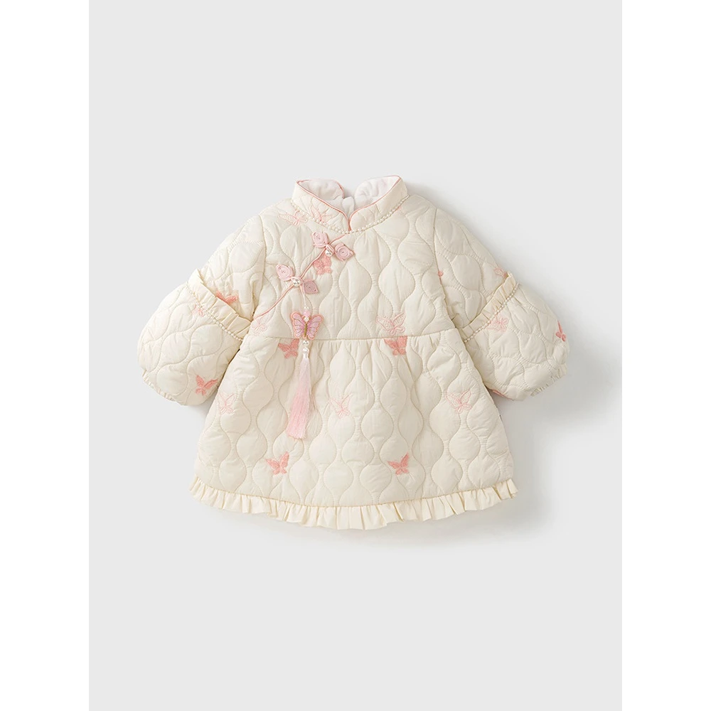 女童连衣裙秋冬中国风加绒保暖儿童裙子女孩服装1-4岁女宝宝衣服