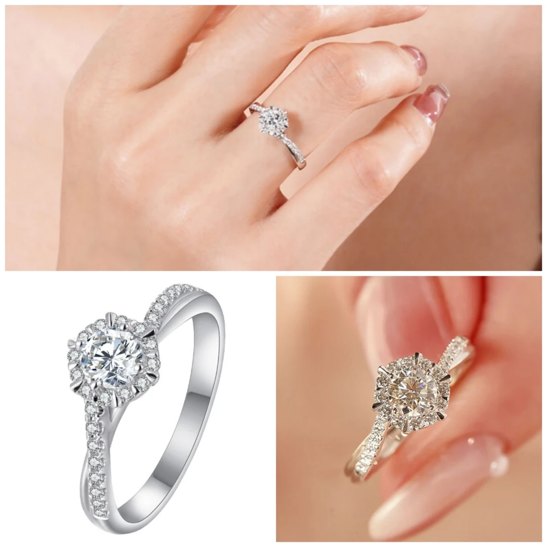 925银戒指  【MG7MG8戒托】【1克拉/2克拉】S925银镀白金空托活口闭口